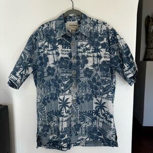 Men’s Cooke Street Honolulu Hawiian Shirt Blue Floral Aloha Beach Faded Fabric